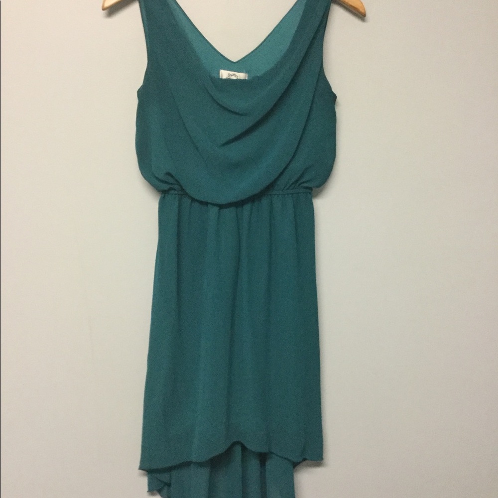 Teal high low dress